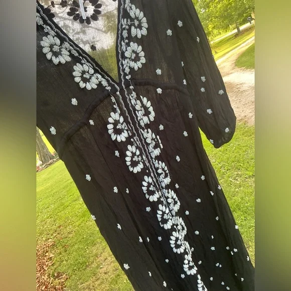 Free People Wild Fable Black Embroidered Midi Dress - Picture 4 of 5